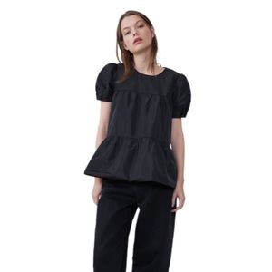 Zara Tiered Short Balloon Sleeve Blouse
Zara